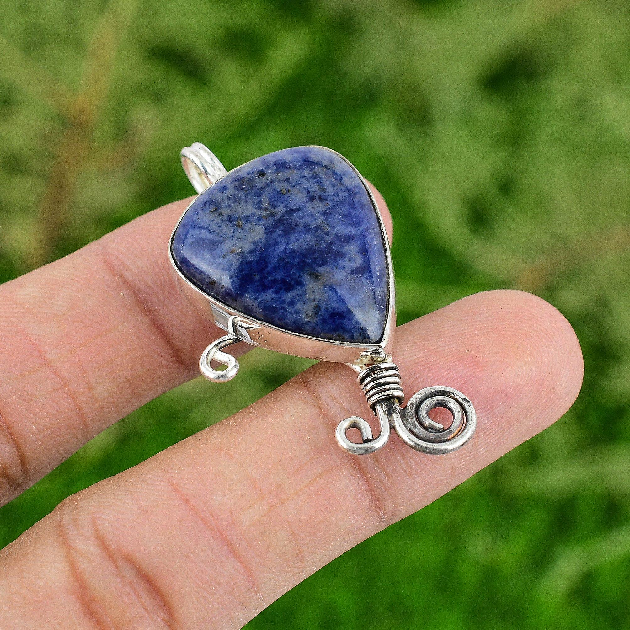 

Daughters Day Deal 925 Sterling Silver Sodalite Stone Bezel Boho Pendant Jewelry