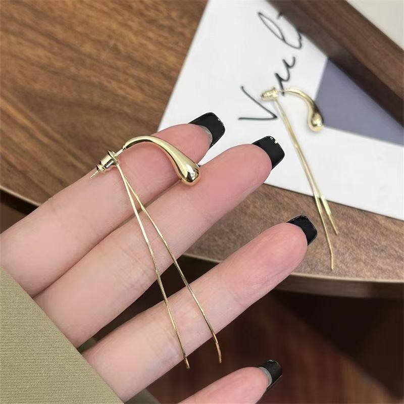 

Золотые Серьги-Капли с Кисточками Double-Wear: Модные серебряные гвоздики с легкой роскошью и элегантным стилем для женщин золотой