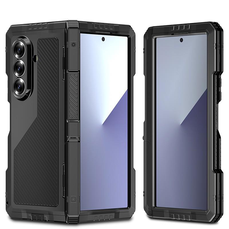 Z-Fold7 Z-Fold6 Tri-Proof Metal Phone Case: Full-Wrap, Stand, Hinge Protection, Anti-Fall Shell.
