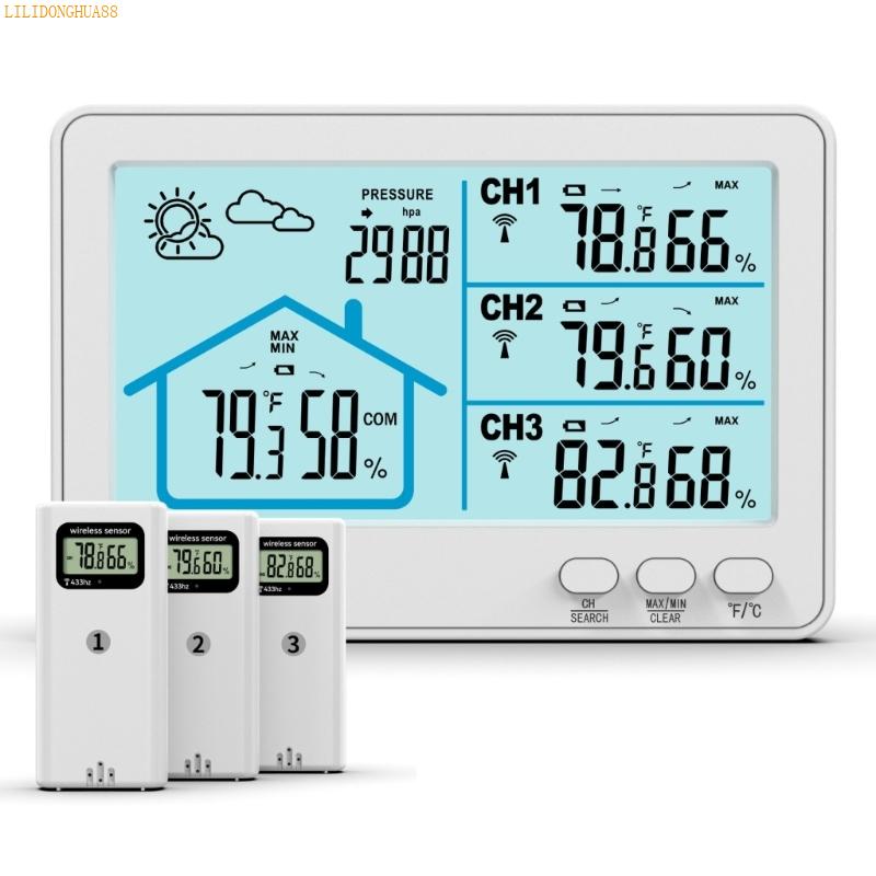 K1AE 5 Inches Color Display Wireless Indoor Outdoor Thermometers Hygrometer With 100M Ranges Sensors and Weather Stations