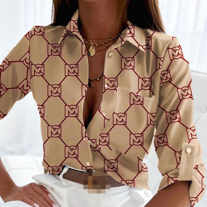 Mode Frauen Hemd Langarm Taste Tasche Elegante Büro Shirts Frühling Herbst Dame Casual Blusen Tops