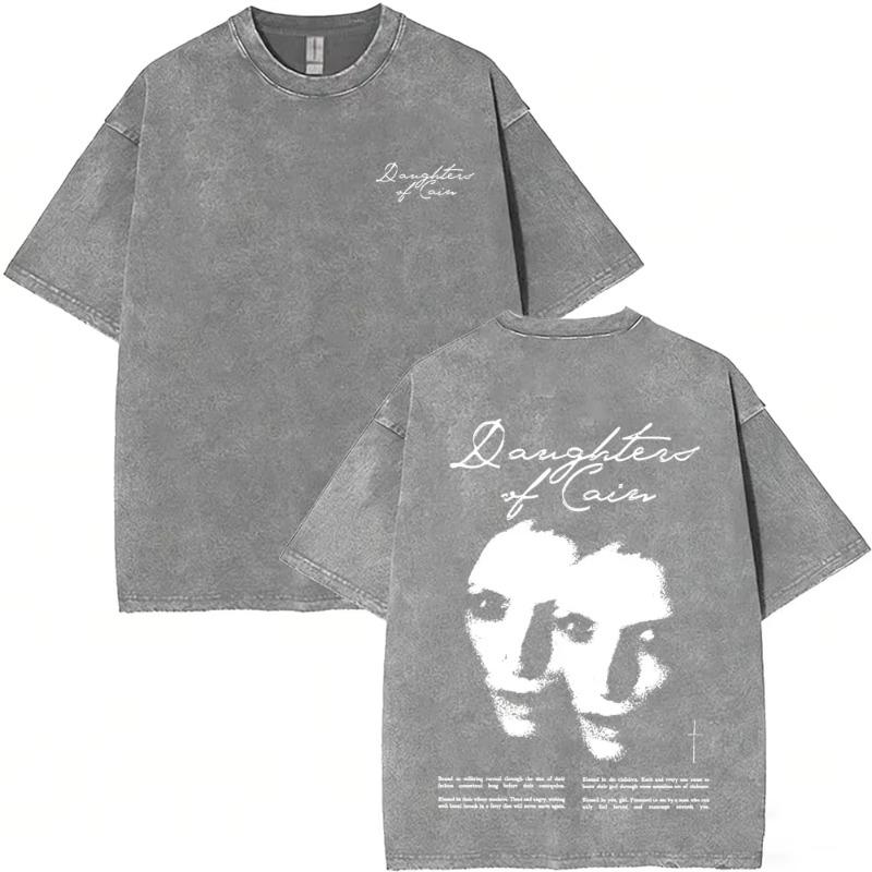Vintage Daughters of Cain Ausgewaschenes Rundhals-T-Shirt beidseitig bedruckt