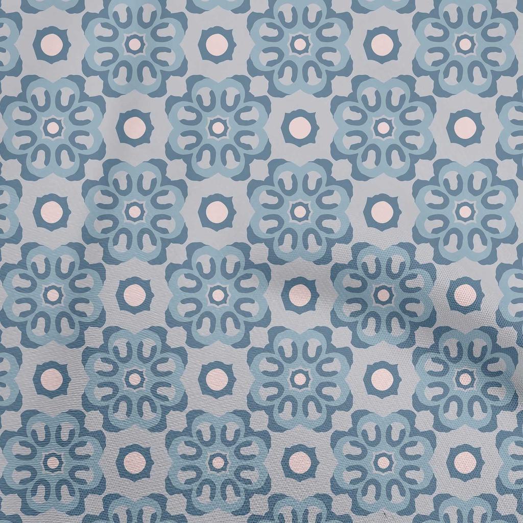 oneOone Cotton Poplin Beige Fabric Asian Block Dress Material Fabric Print Fabric By The Yard 42 Inch