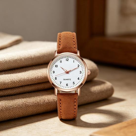 Women Luminous Watch Dainty Analog Quartz Watch Adjustable Leather Strap Wristwatch Fashion Casual Watch for Office Party Dating