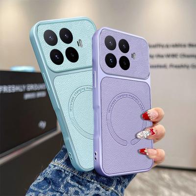 Lychee Leather Pattern Shockproof Matte Case For Xiaomi 17T Pro 17 Pro Max 15T 14T Pro 15 Ultra For Magsafe Wireless Charge Cover