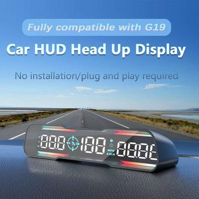 G19 תצוגת HUD אוניברסלית לרכב מד מהירות GPS רב-פונקציונלי תצוגה עילית בחדות גבוהה לכל דגם רכב