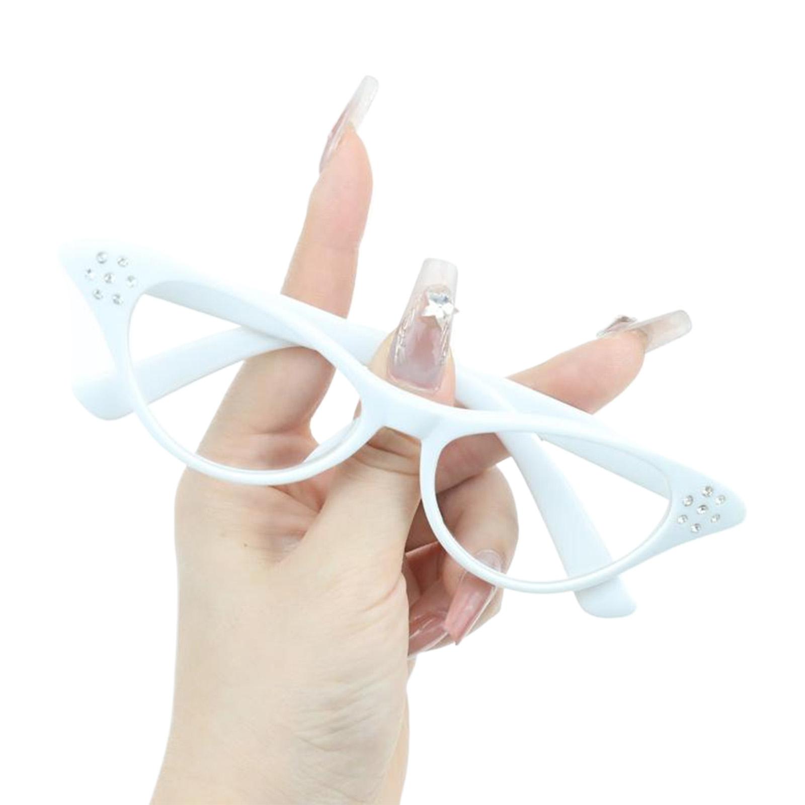 

Fashionable Nerd Glasses with Rhinestones for Halloween and Cosplay Accessory Plain Lens Glasses for Various Occasion білий