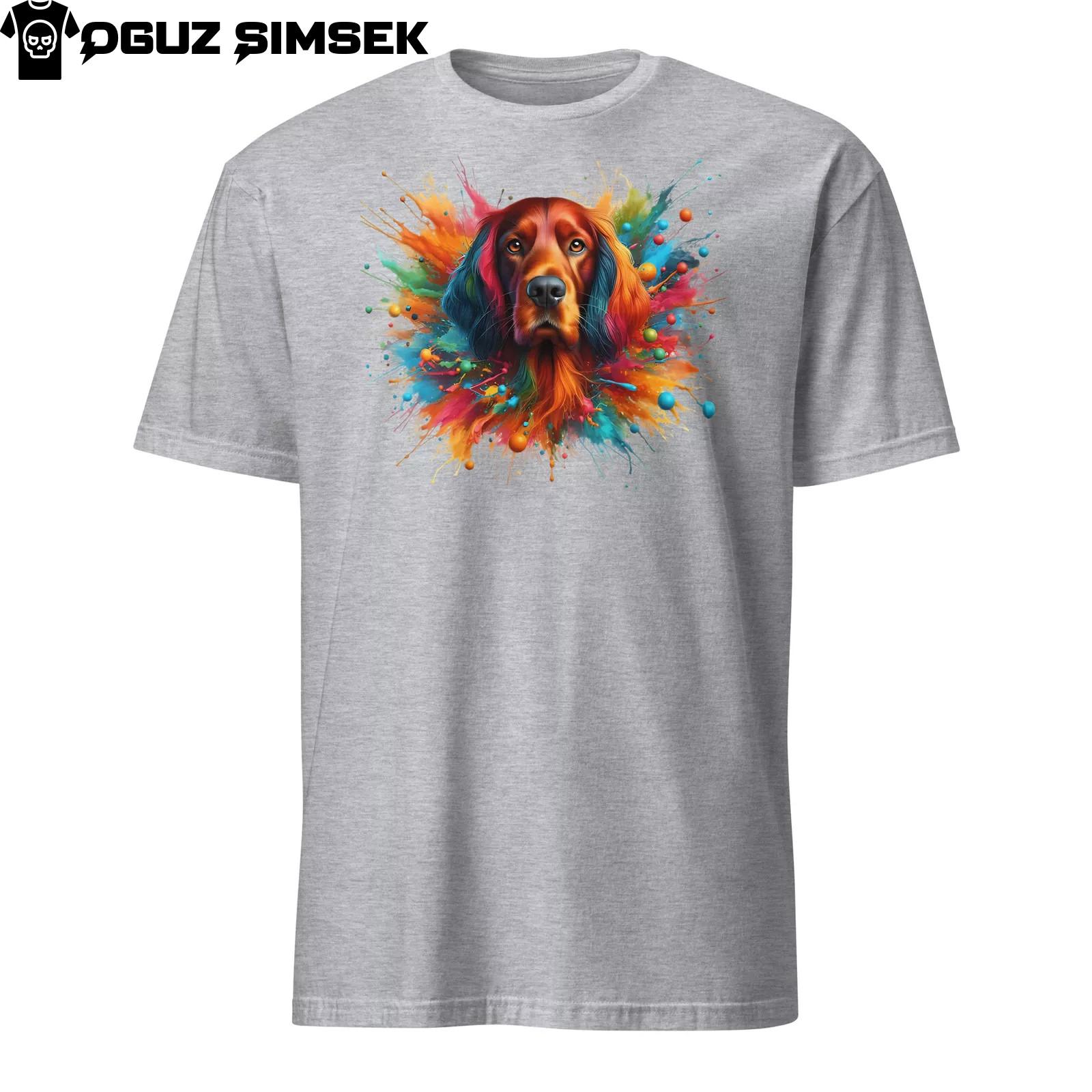 Colorful Irish Setter Dog Unisex T-Shirt Mens Womens Tees Top | Vibrant Graphic Tee for Dog Lovers M