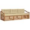 Outdoor Sofa Set with Cushions 3 Pcs Natural and Beige