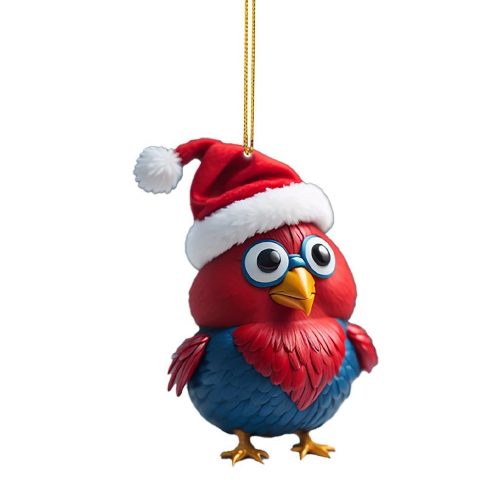 Cartoon Christmas Playful Hat Chicken Vehicle Decoration Unique Festive Home Decor Piece
