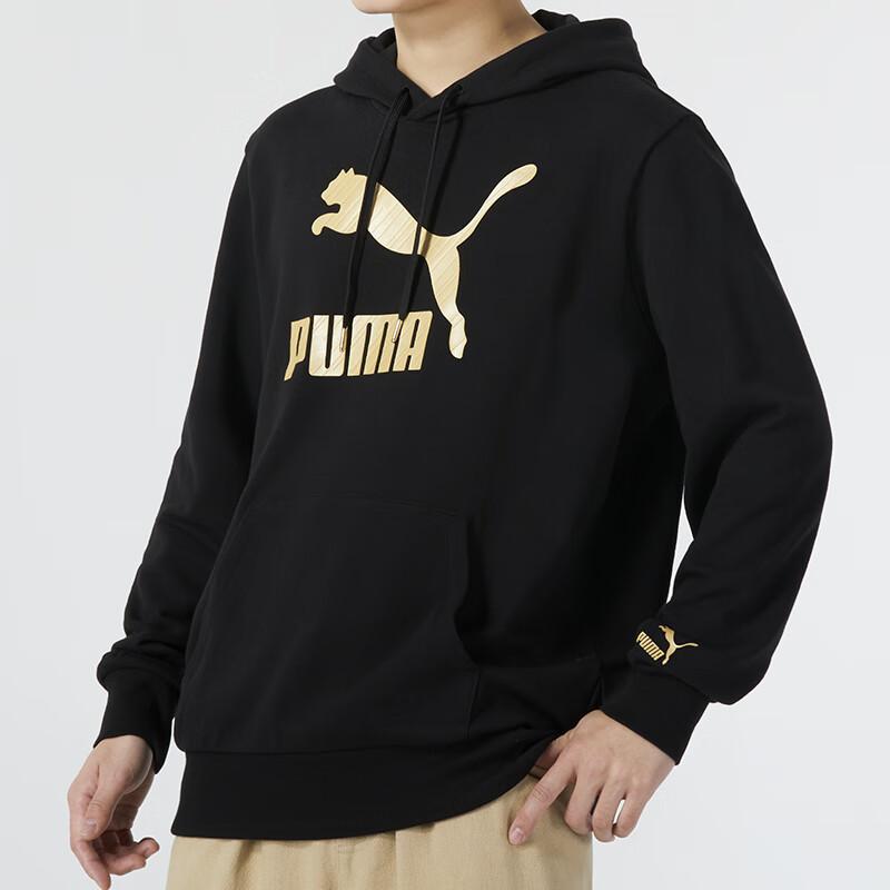 Puma Large Logo Letter Print Casual Hoodie Men Hoodies Black 625822-01