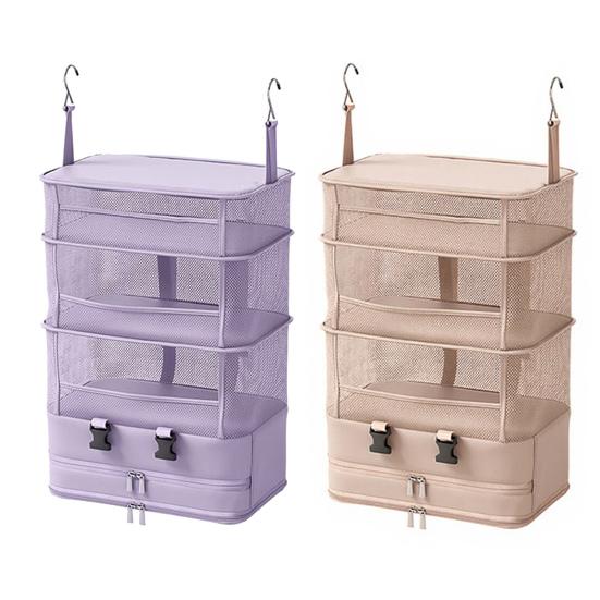 Bolsa de Armazenamento de Viagem Cinco Camadas Grande Capacidade Design Dobrável Organizador Suspenso Leve Portátil Bolsa de Higiene Suspensa