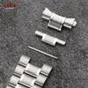 Solid Stainless Steel Watch Strap 18/20/22/24mm Silver Metal Curved End Double Press Folding Buckle Bracelet WatchBand for Seiko