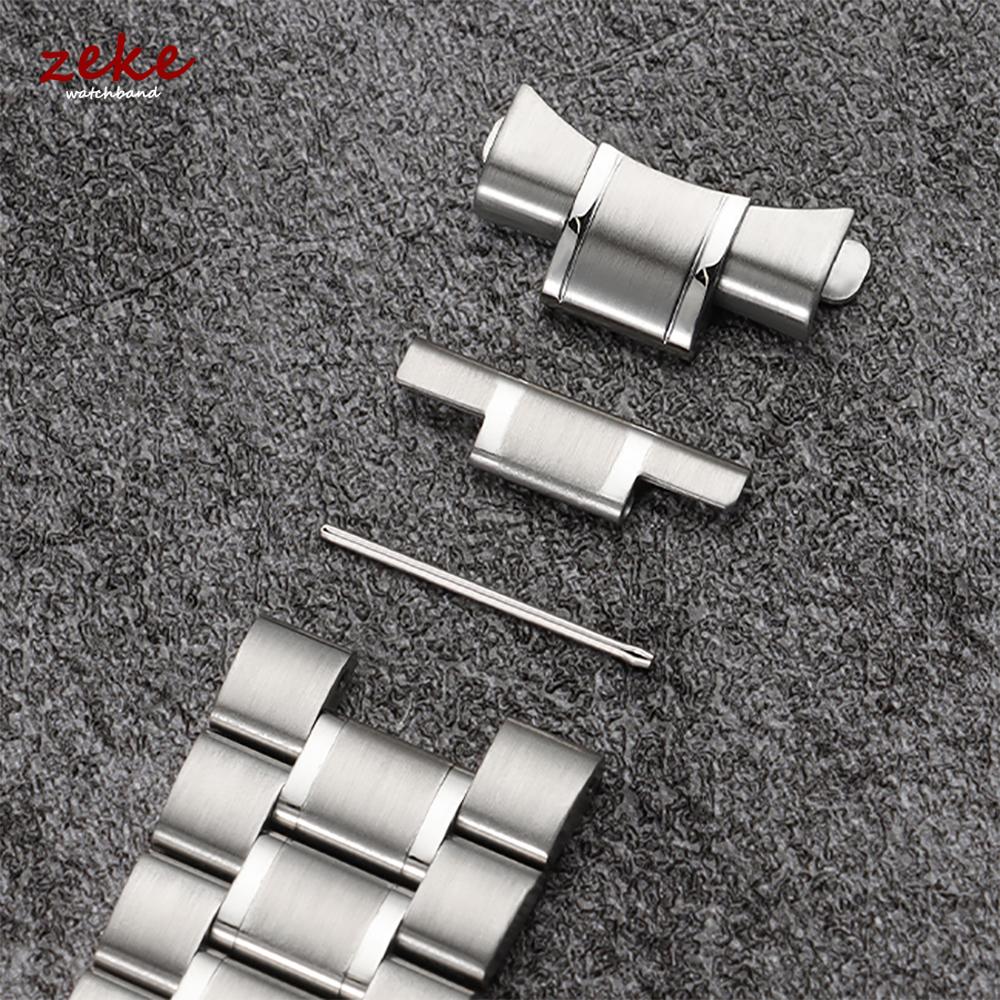 Solid Stainless Steel Watch Strap 18/20/22/24mm Silver Metal Curved End Double Press Folding Buckle Bracelet WatchBand for Seiko