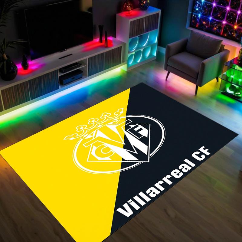 Villarreal FC Design Crystal Velvet Carpet Cozy Non?Slip Printed Rug For Bedroom Living Room Entrance