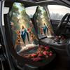 2pcs Print Car Seat Covers | Comfortable, Washable, Universal Fit, Polyester Fiber, Great For Stylish Interior Upgrade And Daily