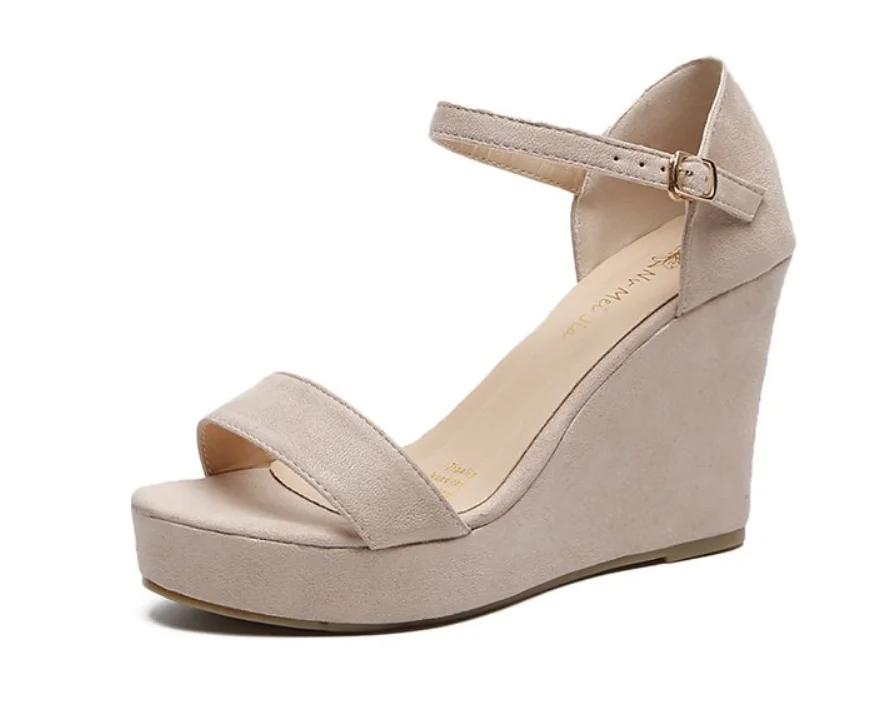 

Эспадрильи Comemore, женская обувь 2024 года, женские сандалии на платформе, черные женские с открытым носком, высокие танкетки, пряжки на щиколотке, сандалии 35 бежевый