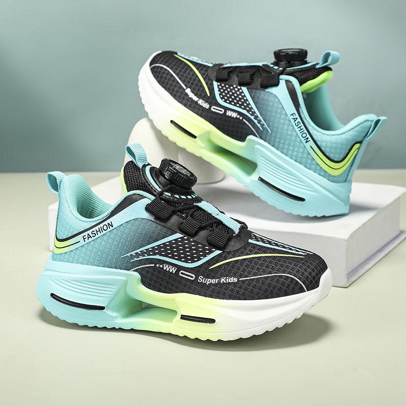 Zapatillas de Running Ligeras con Hebilla Giratoria para Niños - Antideslizantes, Cómodas, Transpirables, Zapatillas Deportivas de Exterior para Niños y Niñas