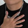Hip Hop Personality Sliver Color Grooved Five-pointed Star NK Chain Necklace for Men Women Trendy Creative Collar Chain Jewelry
