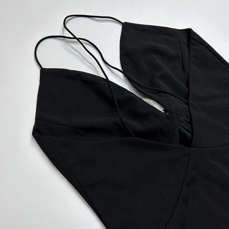 2024 New European & American Summer Deep V-neck Backless Chiffon Maxi Dress for Women