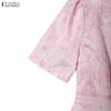 ZANZEA Women Elegant Print Casual V-Neck Summer Short Sleeve Dress