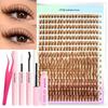 Brown DIY Lash Cluster Kit Soft Fluffy Warm-Toned False Lashes Match Light Brown Hair for Cosplay