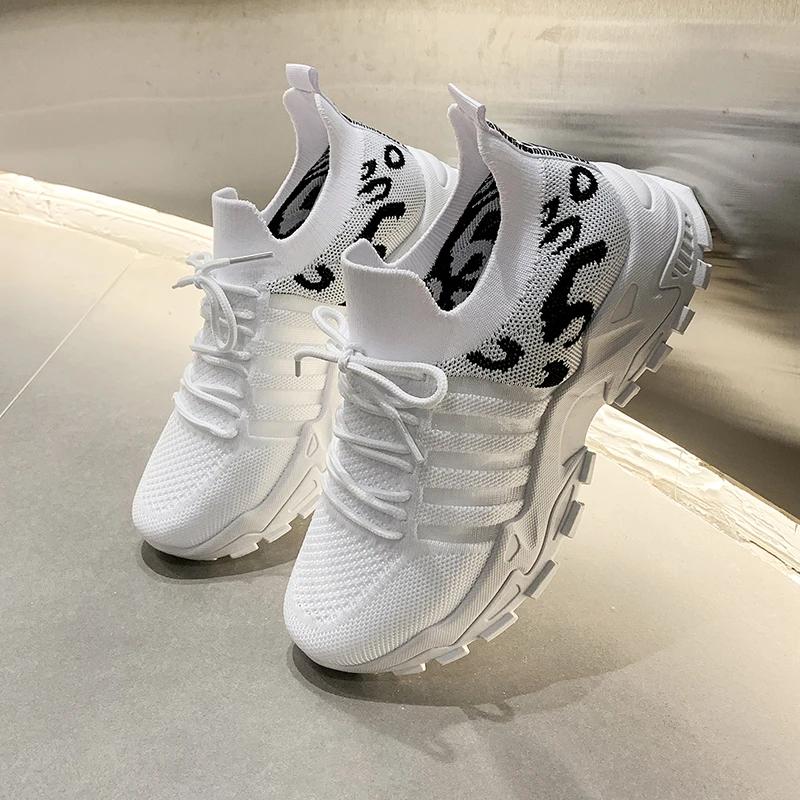 Fashion Women Sneakers All-match Light Flying-Woven Sport Running Shoes Cushion Gym Fashion Shoes Non Slip Casual Walking Tennis Shoes