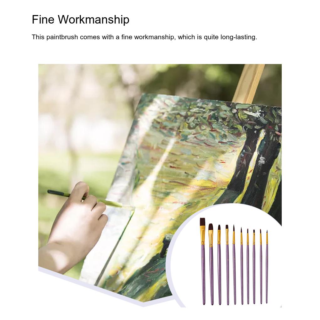 10X Paint Brushes Art Tool Set Aluminum Fine Workmanship Train Practice Practical Watercolor Artist Paintbrush
