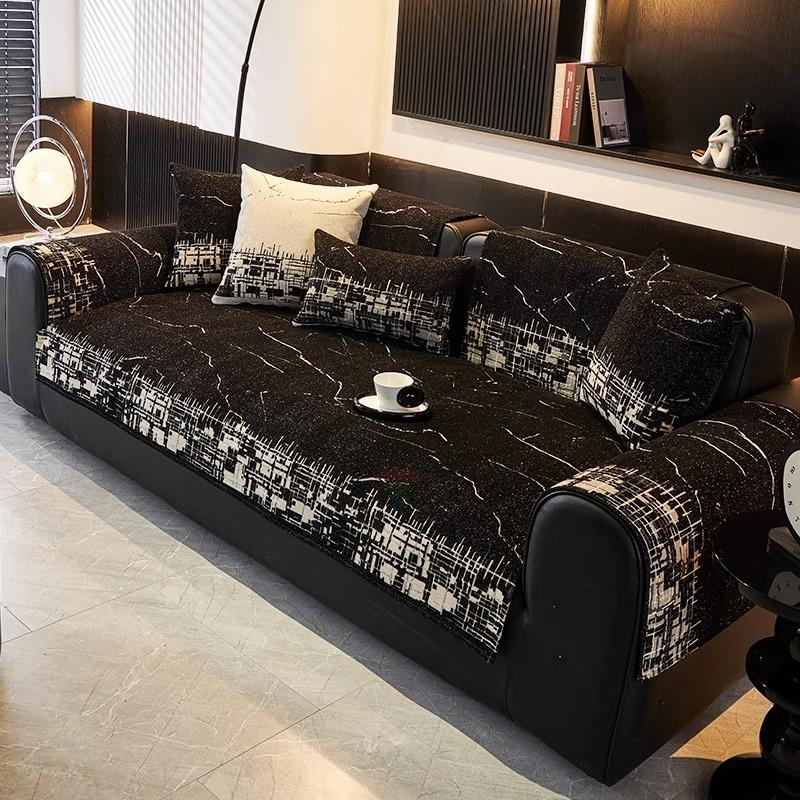 

Four Seasons Universal Sofa Cushion 2025 New Light Luxury Premium Marble Pattern Seat Cushion Cloth Non-slip Sofa Cushion 70*70cm