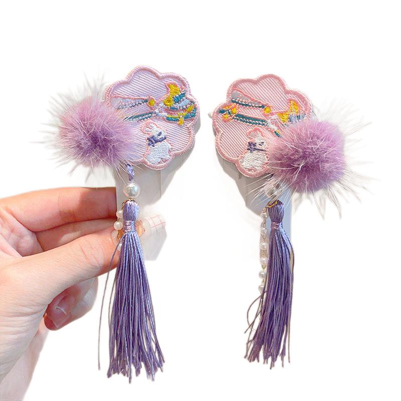 Kinder Haarklammern mit Quasten im antiken Stil für die Mitte des Herbstes - Schonend für das Haar, perfekt für Hanfu und Fotos