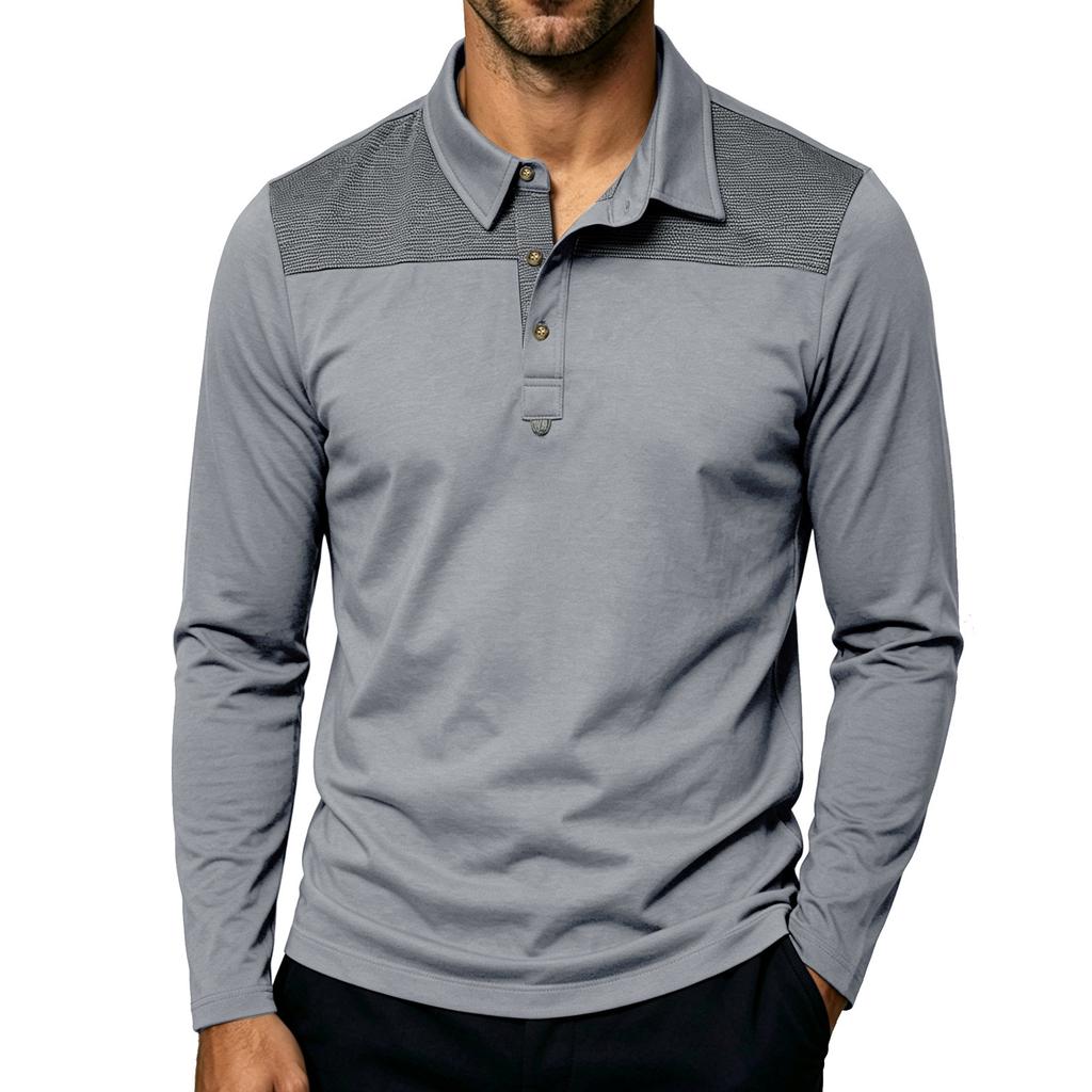 Men's Casual Vintage Lightweight Long Sleeve Polo Shirt Plus Size Long Sleeve Turn Down Collar Shirt for Everyday Wear