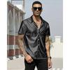 Men's Summer Shirts Short Sleeve Shiny Metallic Shirts