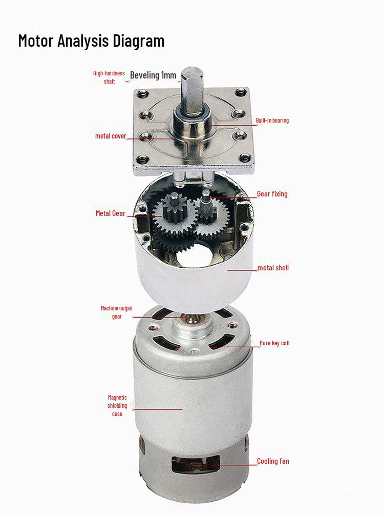 42GA-775 Adjustable 775 DC Planetary Gear Motor - Compact High-Power Low-Speed Electric Motor