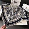 Luxury 2024 Silk Print Hair Scarf Women Floral Kerchief Neck Tie Hand Wrist Foulard Shawl Wraps Head Hijab Bandana Echarpe