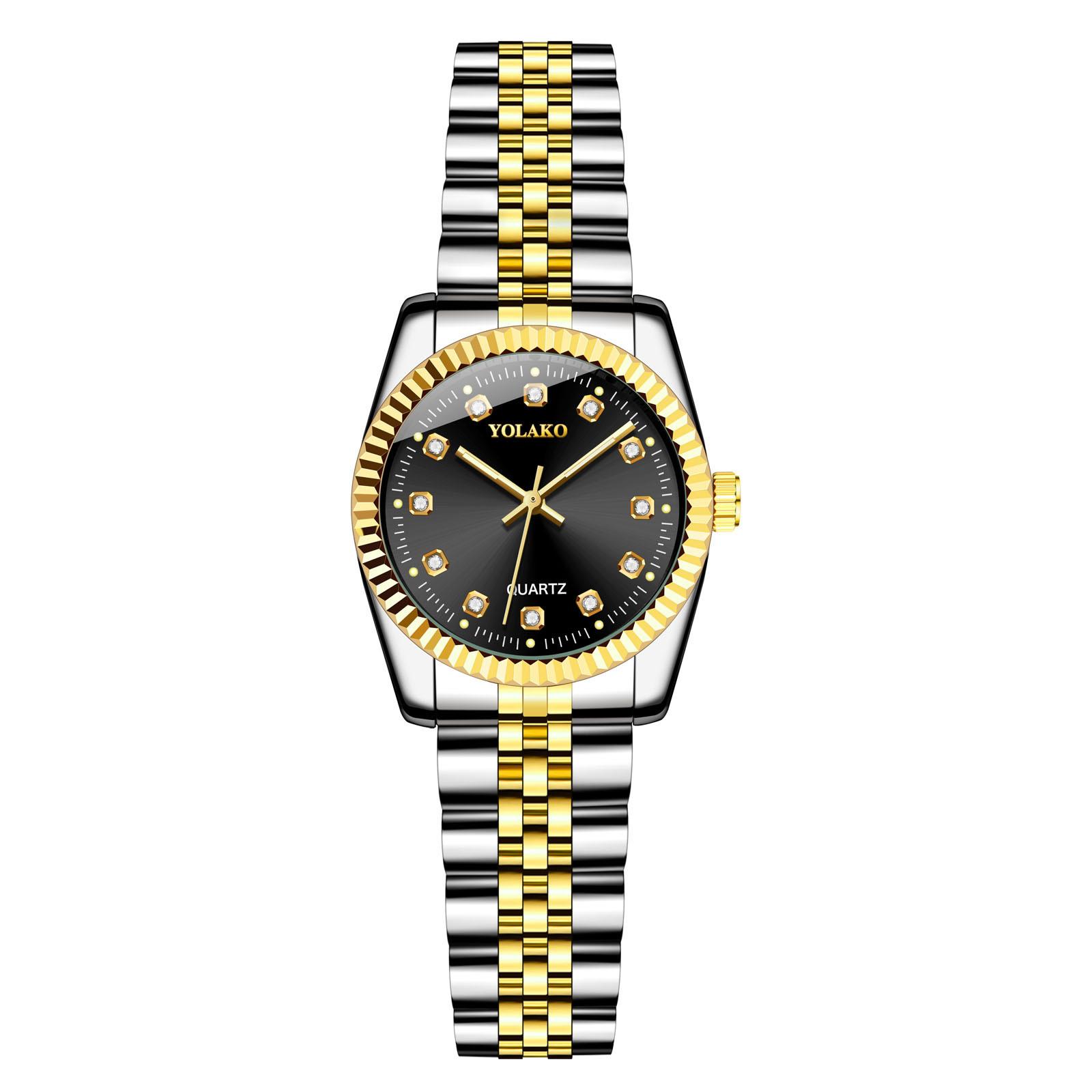 

YOLAKO Женский повседневный кварцевый ремешок из нержавеющей стали, новый ремешок, аналоговые часы One Size