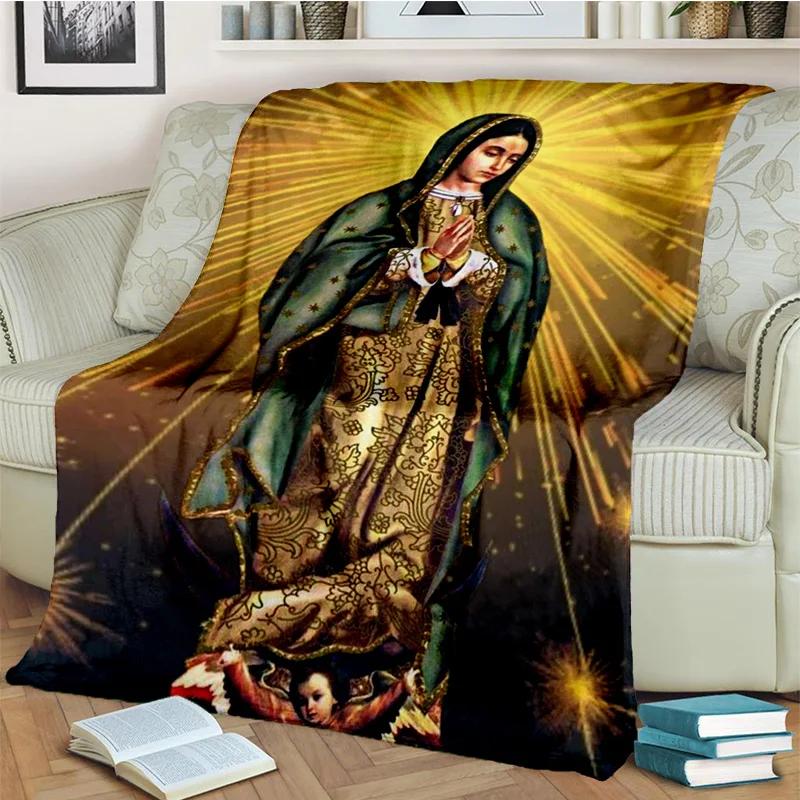 3D Blessed Virgin Mary Jesus HD Blanket,Soft Throw Blanket for Home Bedroom Bed Sofa Picnic Travel Office Rest Cover Blanket Kid