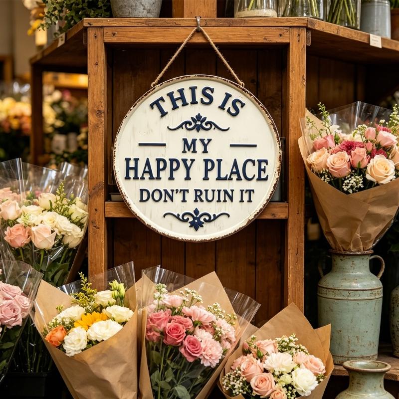 Funny Home Metal Wall Hanging Plaque This Is My Happy Place Do Not Ruin It Garden Fence Door Sign For Farmhouses Decors