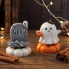 Holiday Home Accents 2Pcs Halloween Rotating Tombstone/Pumpkin/Ghost/Skull Figurine, Funny Desktop Toy, 360 Gift for Kids Degree Swivel Ornaments