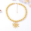 New Vintage Metal Sun Flower Pendant Necklaces Handmaed Beaded Choker Necklace For Women Holiday Party Jewelry Gifts