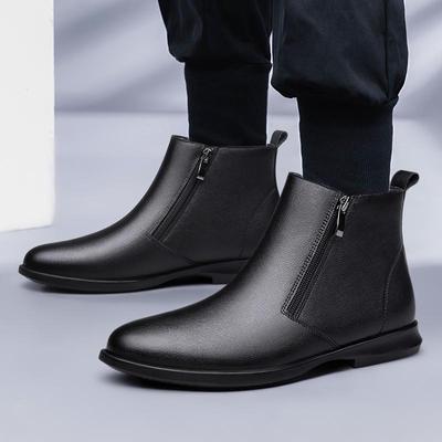 Nieuwe Zwarte Chelsea Boots voor Mannen Instappers Zakelijke Mannen Enkellaars Merk Mode Klassiek Rits aan de Zijkant Heren Chelsea Boots Katoenen Schoenen