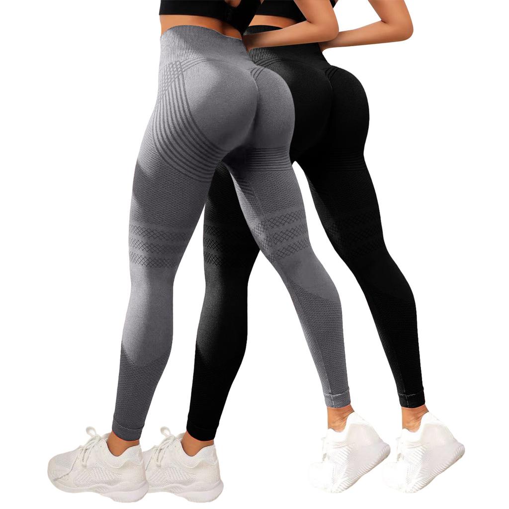 2 szt. Damskie codzienne bezszwowe spodnie fitness podnoszące biodra, dopasowane i z wysokim stanem, spodnie do jogi Seach