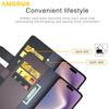 For iPhone 16 Pro Max Stand Cases Calf Texture Genuine Split Leather Wallet Phone Cover