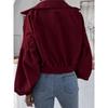 Women Loose Lantern Long Sleeve Corduroy Casual Short Jacket Outerwear