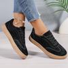 Fashion All Match Black Faux Suede Sports Shoes for Women Lace Up Low Top Sneakers Woman Sewing Wear Resistant Vulcanize Shoes Ladies