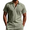 High-Quality Cotton Linen Short-Sleeved POLO Shirt Men Casual Loose Comfortable Shirt Summer Tees Button Turn-down Collar Tops