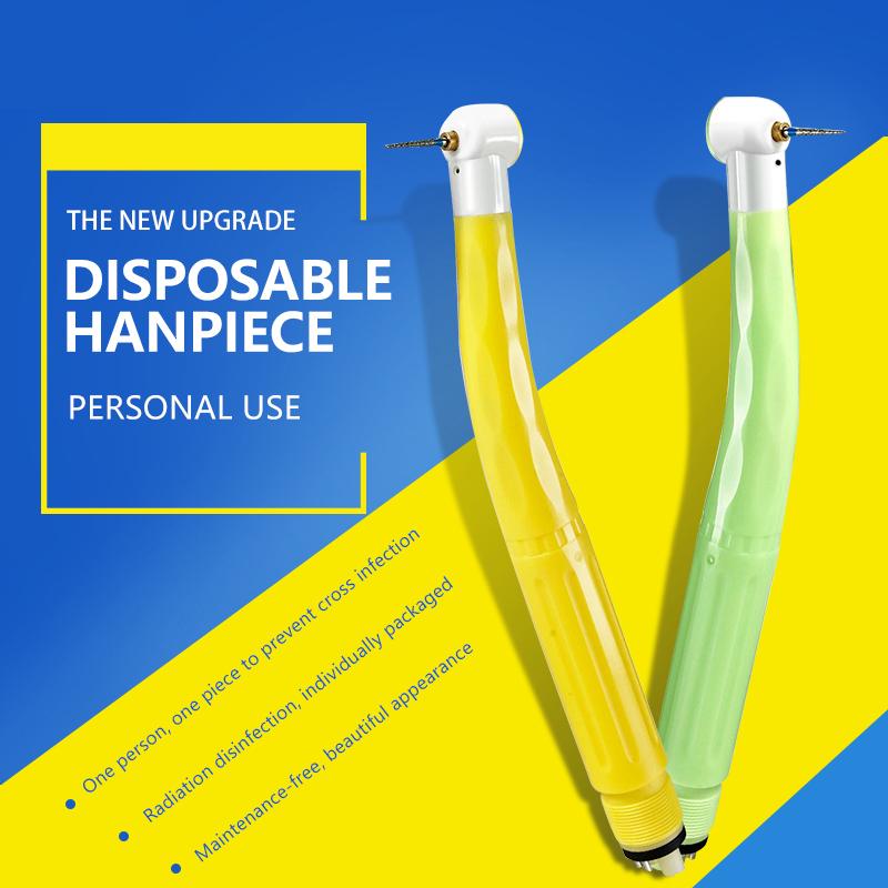 2Pcs/Pack Disposable Dental High Speed Handpiece 2/4 Holes Anti-Infection Single Water Spray Air Turbine Contra Angle Handpiece