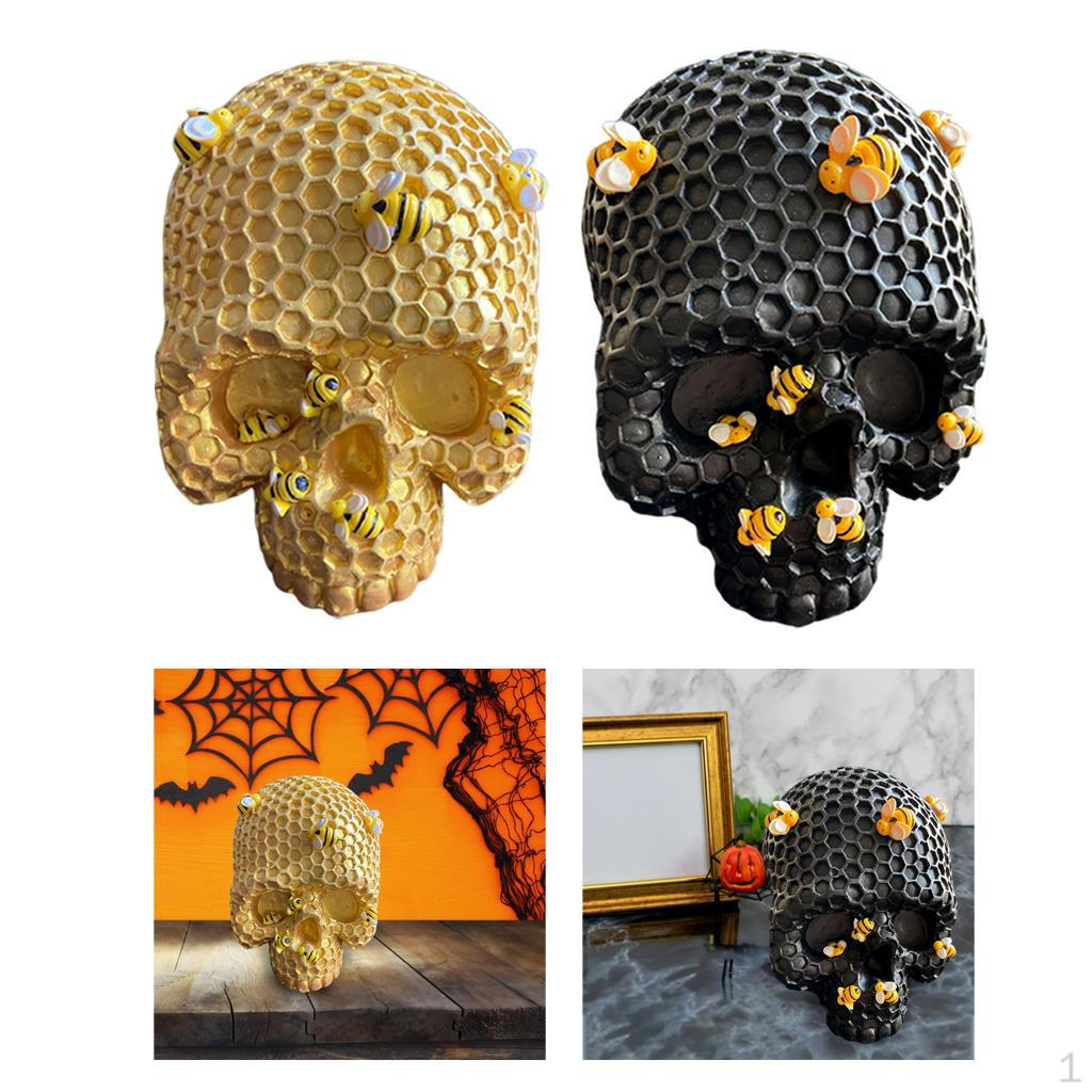 

2 Современные скульптуры черепа в виде пчелиных сот, креативные фигурки для дисплея, статуэтки на Хэллоуин, украшения