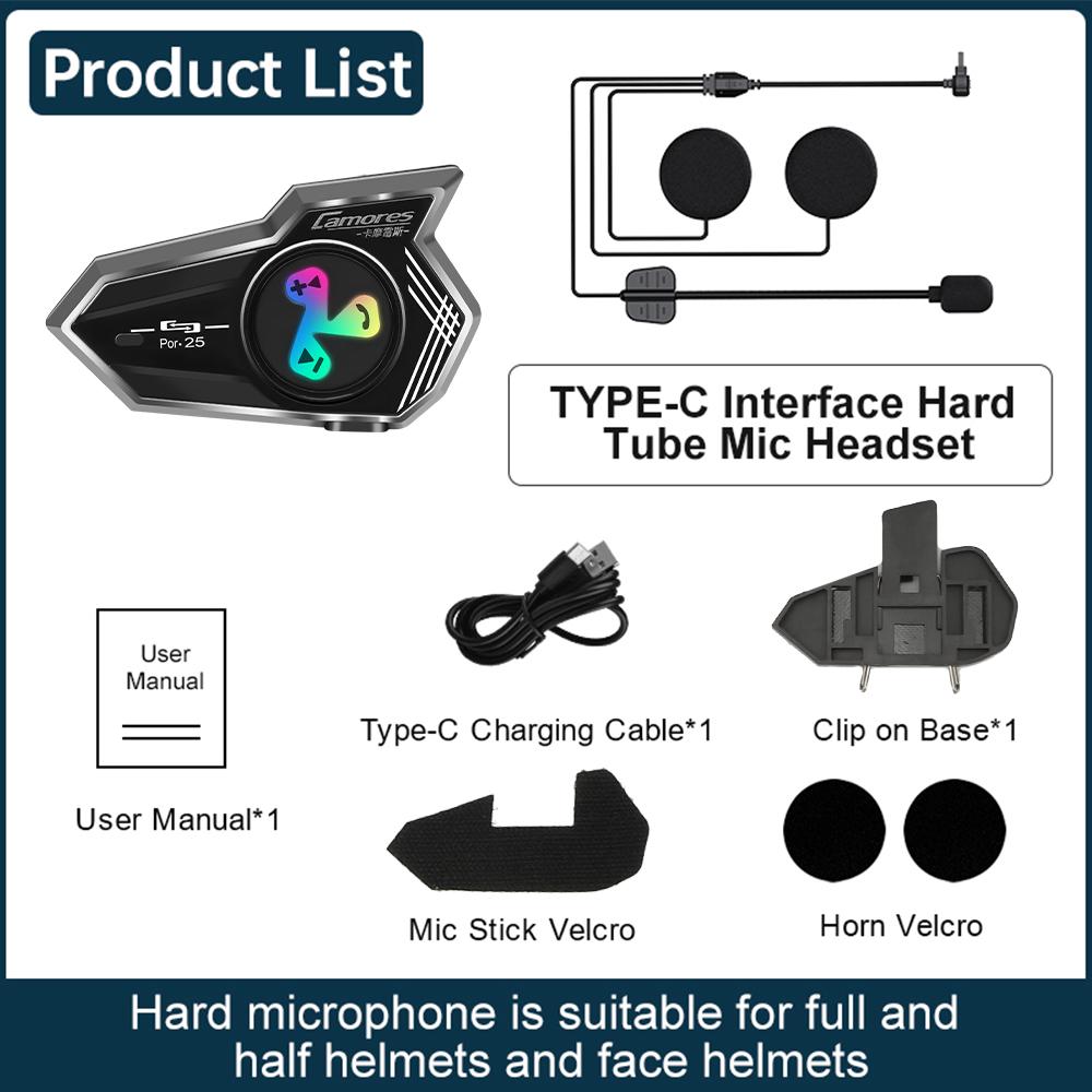 

Bluetooth 5.4 гарнитура для шлема мотоцикла стерео IP67 водонепроницаемые наушники с шумоподавлением беспроводные наушники для разговоров с очень долгим временем ожидания Hard Mic