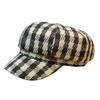 Plaid Octagonal Hat Autumn and Winter New Hat Female Painter Hat British Korean Version Trendy Beret Soft Top Short Brim Peaked Hat