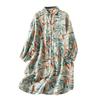 Women S Literary Retro Cotton Linen Floral Long Sleeve Loose Mid Length Shirt